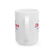 Ceramic mug featuring Jeremiah 29:11 Bible verse with Americana-inspired design, perfect for Christian drinkware and faith gifts.