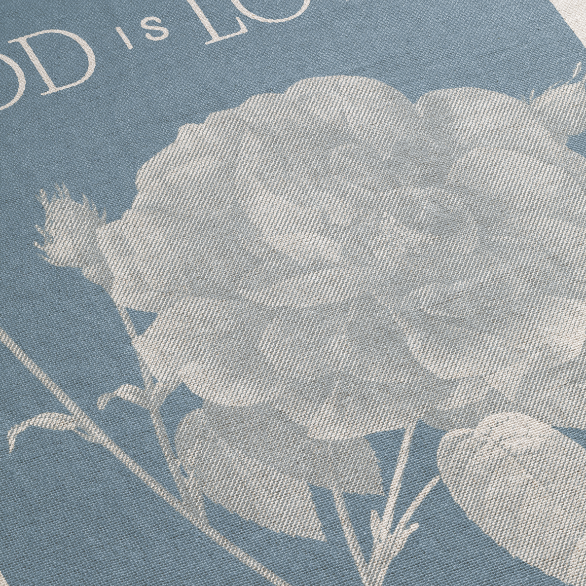 Floral design with text on a blue background