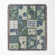 Faith Over Fear Woven Blanket – Sea Green