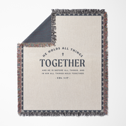 Blanket with text design on a white background