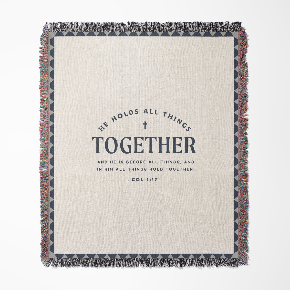 Blanket with text design on a white background