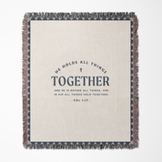 Blanket with text design on a white background