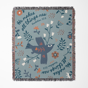 He makes all things new blanket shown from top down angle.