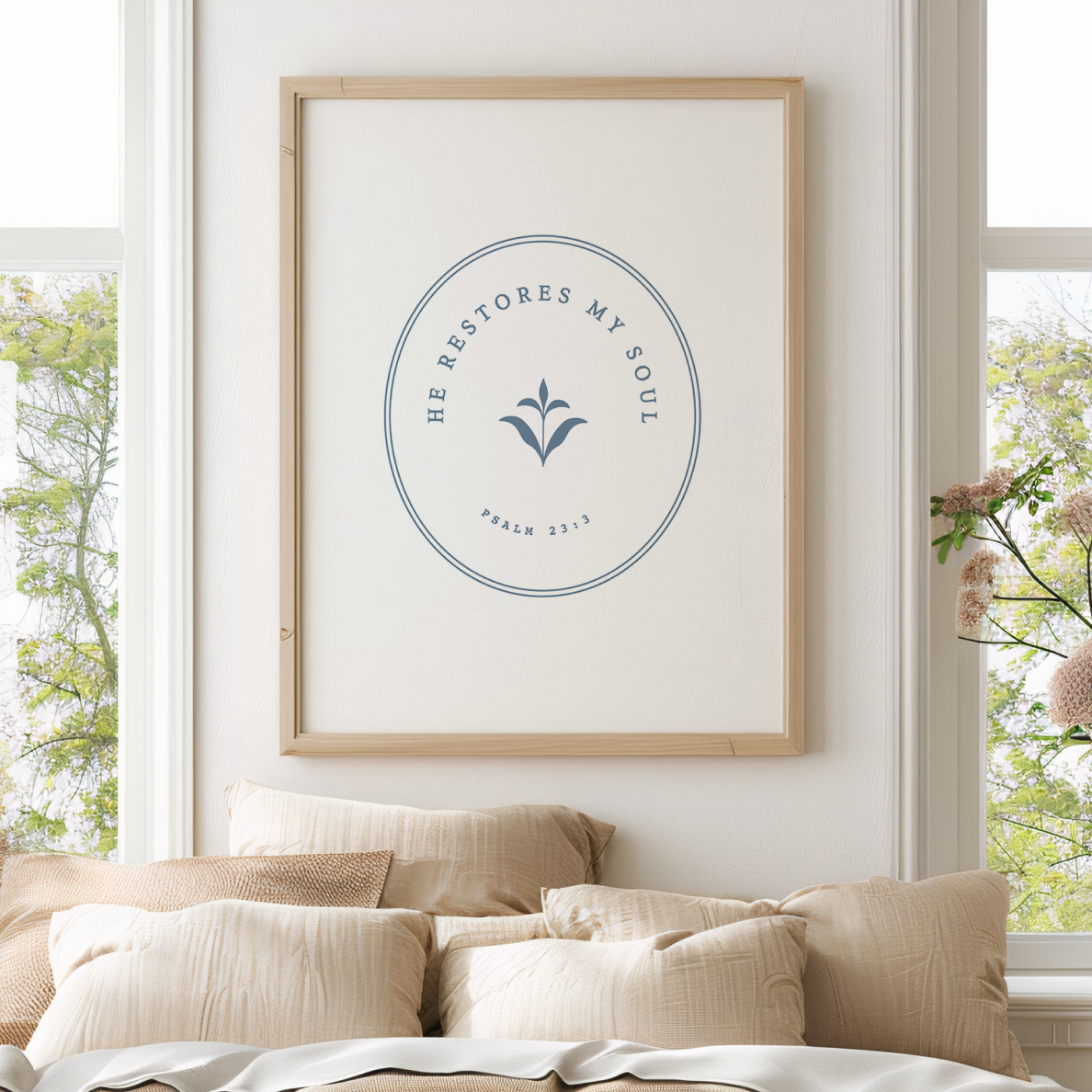 He Restores My Soul — Psalm 23:3 Christian Art Print