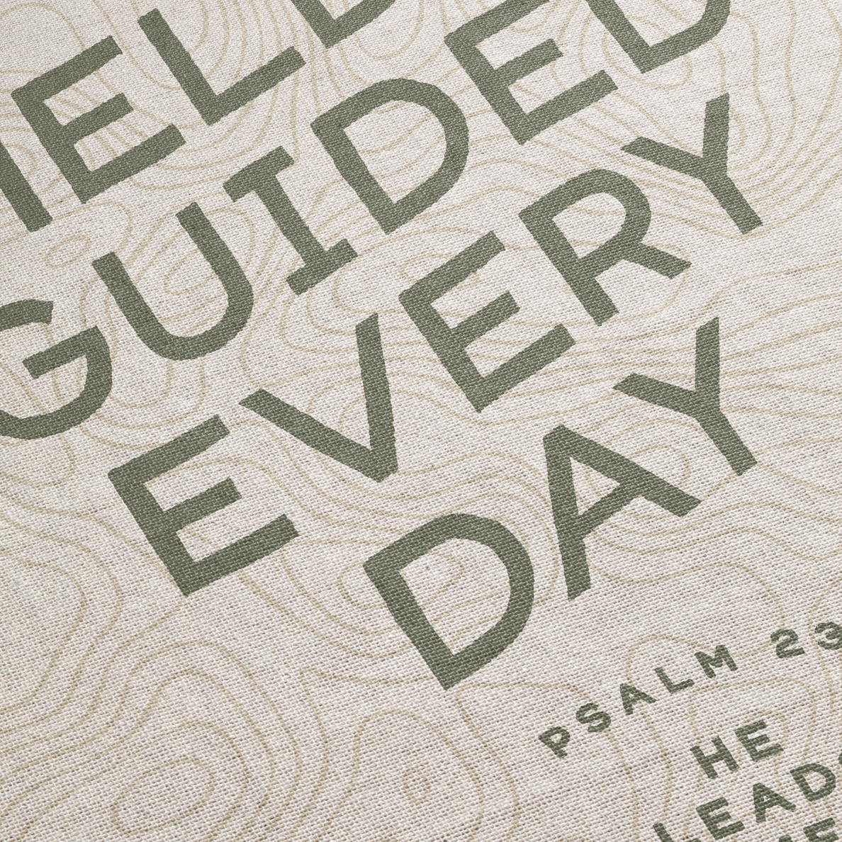 Text on a textured background with 'He leads guided every day' and 'Psalm 23' visible.