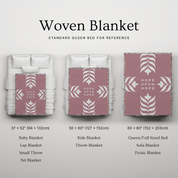 Woven blanket with 'Hope Upon Hope' pattern on a white background