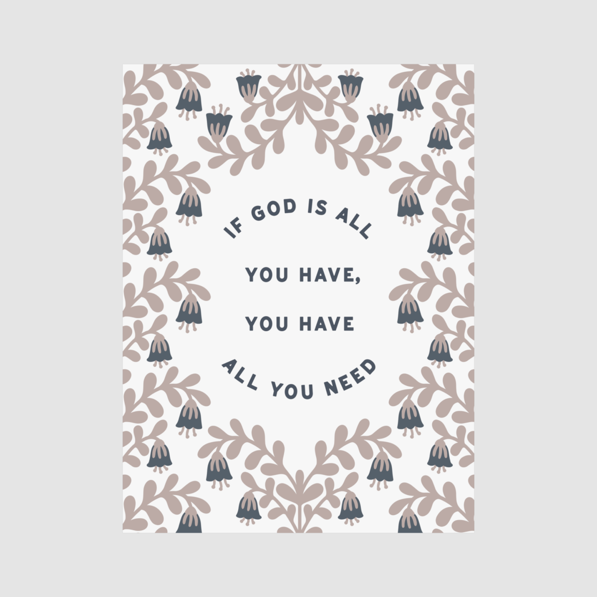 Motivational poster with floral design and text on a light gray background