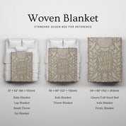 Earthtone green and cream woven blanket with “It is well with my soul,” birds, and floral accents; 100% cotton Christian throw with fringe for peaceful home décor.