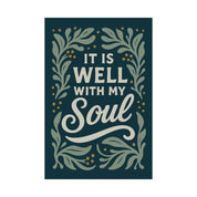 Hand-drawn Christian art print with the phrase “It is well with my soul”; Scripture-inspired wall decor printed on matte archival paper, perfect for peaceful home or faith gift.