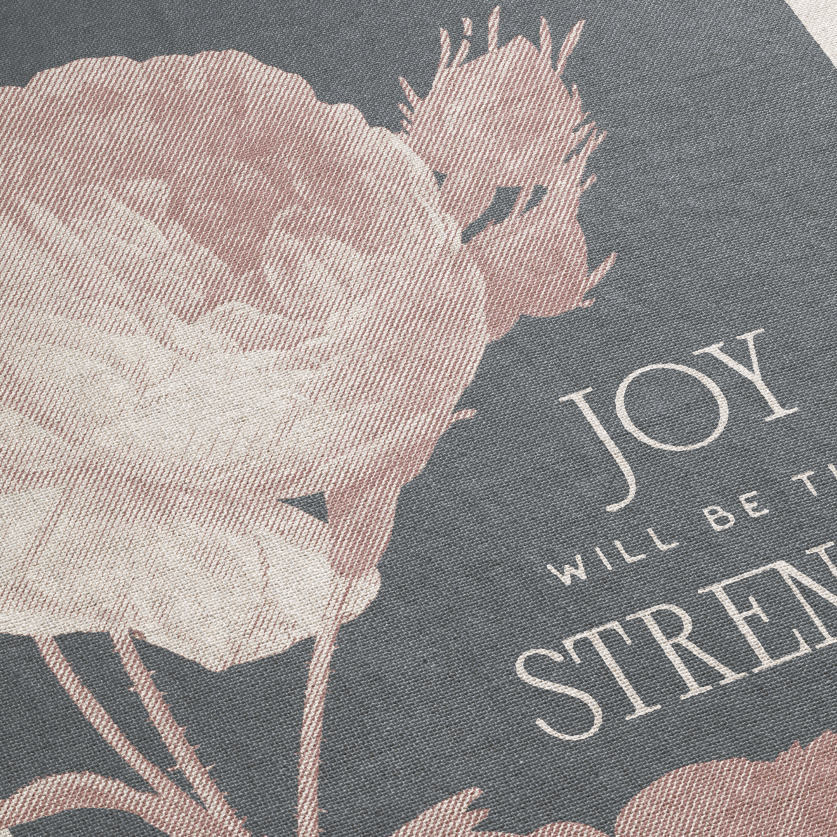 Floral design with text on a dark background