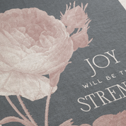 Floral design with text on a dark background