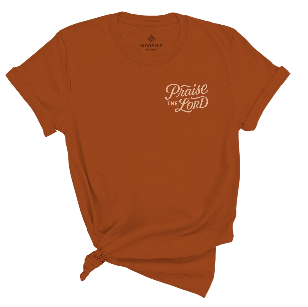 Christian t-shirt with the verse “Let everything that has breath praise the Lord – Psalm 150:6” in hand-lettered design; unisex soft cotton Scripture tee for worship and daily faith.