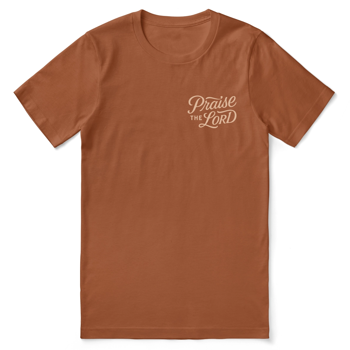 Christian t-shirt with the verse “Let everything that has breath praise the Lord – Psalm 150:6” in hand-lettered design; unisex soft cotton Scripture tee for worship and daily faith.
