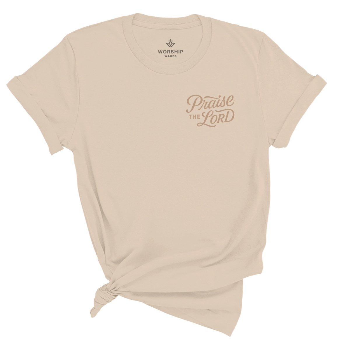Christian t-shirt with the verse “Let everything that has breath praise the Lord – Psalm 150:6” in hand-lettered design; unisex soft cotton Scripture tee for worship and daily faith.