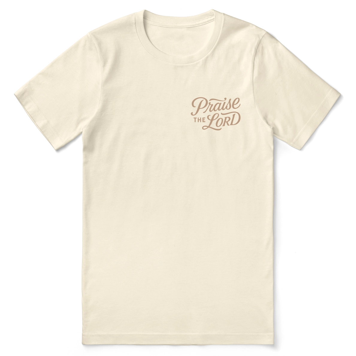 Christian t-shirt with the verse “Let everything that has breath praise the Lord – Psalm 150:6” in hand-lettered design; unisex soft cotton Scripture tee for worship and daily faith.
