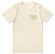 Christian t-shirt with the verse “Let everything that has breath praise the Lord – Psalm 150:6” in hand-lettered design; unisex soft cotton Scripture tee for worship and daily faith.