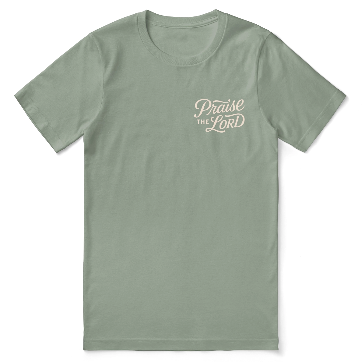 Christian t-shirt with the verse “Let everything that has breath praise the Lord – Psalm 150:6” in hand-lettered design; unisex soft cotton Scripture tee for worship and daily faith.
