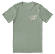 Christian t-shirt with the verse “Let everything that has breath praise the Lord – Psalm 150:6” in hand-lettered design; unisex soft cotton Scripture tee for worship and daily faith.