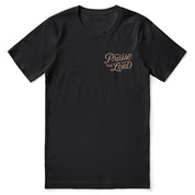 Christian t-shirt with the verse “Let everything that has breath praise the Lord – Psalm 150:6” in hand-lettered design; unisex soft cotton Scripture tee for worship and daily faith.