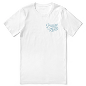 Christian t-shirt with the verse “Let everything that has breath praise the Lord – Psalm 150:6” in hand-lettered design; unisex soft cotton Scripture tee for worship and daily faith.