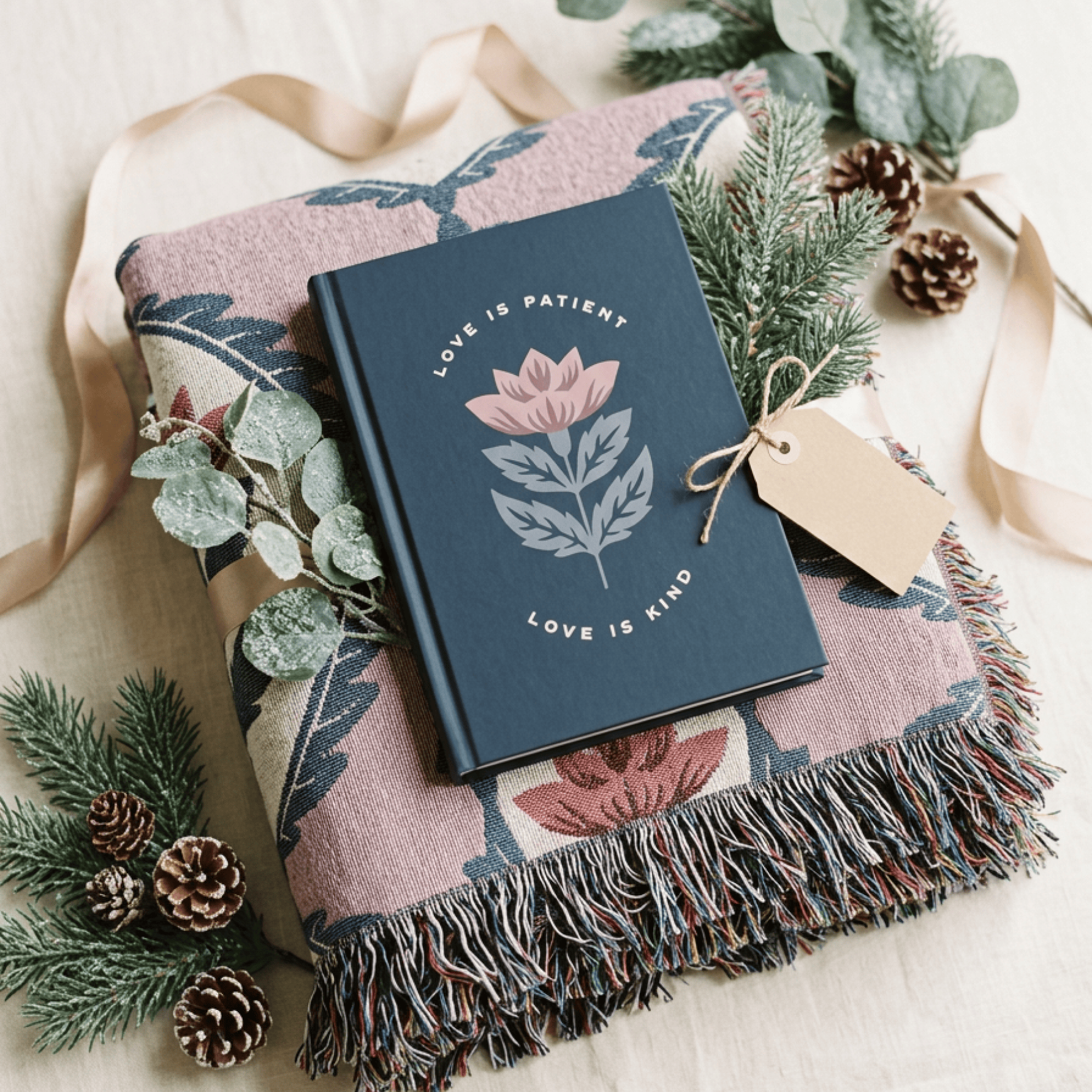 Love Is Patient Gift Set – 1 Corinthians 13:4 Christian Blanket & Journal Bundle