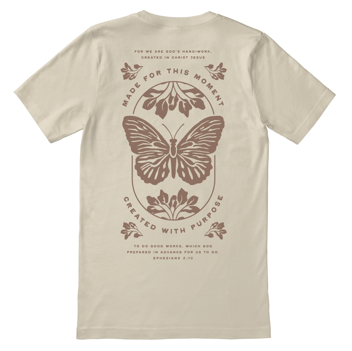 Christian t-shirt with “Made for This Moment. Created with Purpose.” A soft, unisex tee designed to inspire confidence in God’s timing and your unique calling.