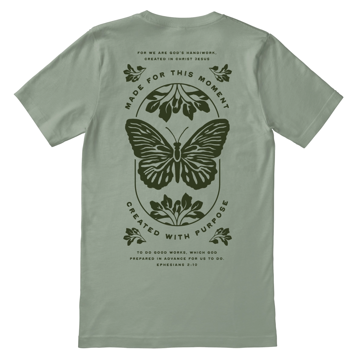 Christian t-shirt with “Made for This Moment. Created with Purpose.” A soft, unisex tee designed to inspire confidence in God’s timing and your unique calling.