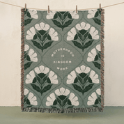 Motherhood Is Kingdom Work Woven Blanket – Christian Gift for Moms