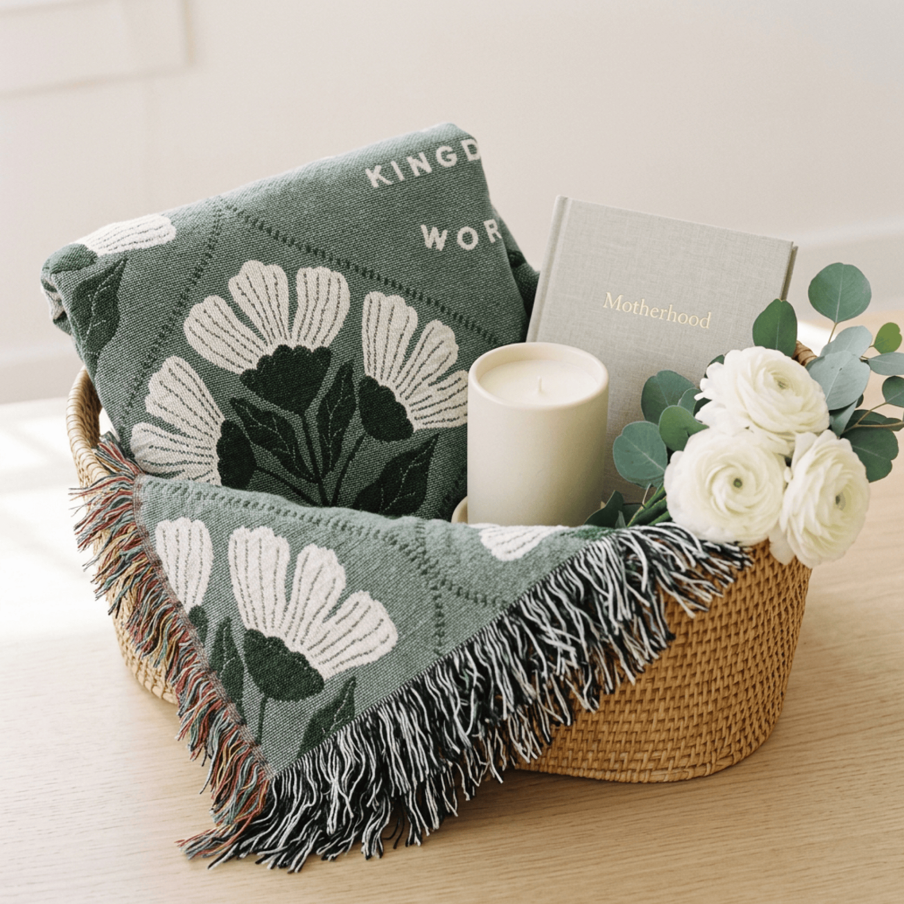 Motherhood Is Kingdom Work Woven Blanket – Christian Gift for Moms