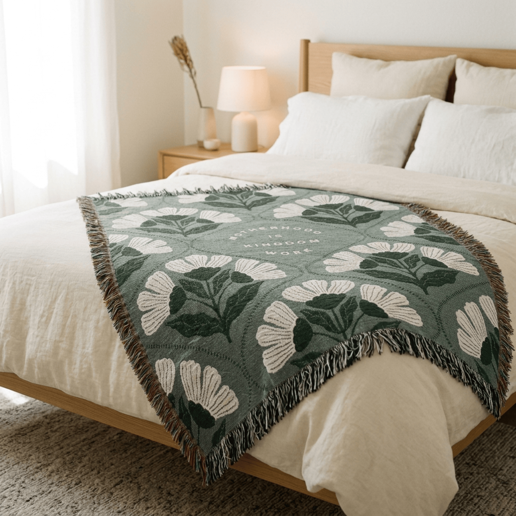 Motherhood Is Kingdom Work Woven Blanket – Christian Gift for Moms