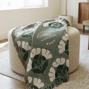 Motherhood Is Kingdom Work Woven Blanket – Christian Gift for Moms