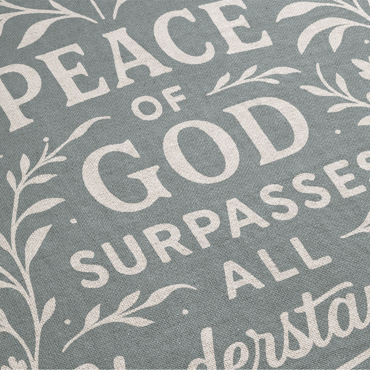 Floral Christian woven blanket with the phrase “Peace of God surpasses all understanding” from Philippians 4:7; 100% cotton throw with fringe, faith-based comfort gift.