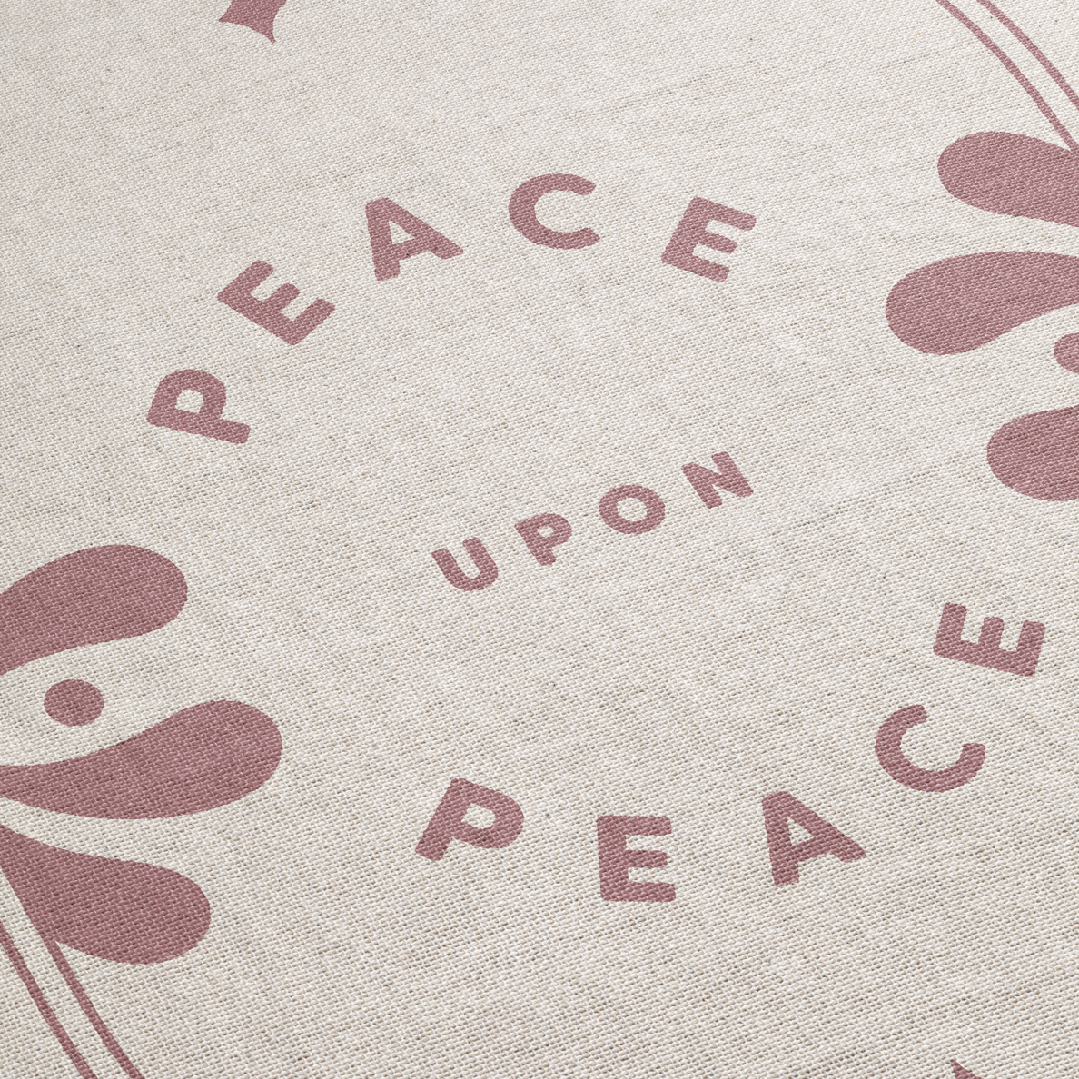 Text 'PEACE UPON PEACE' with decorative elements on a light background