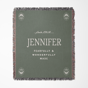 Fearfully & Wonderfully Made Woven Blanket – Psalm 139:14 Custom Name Throw