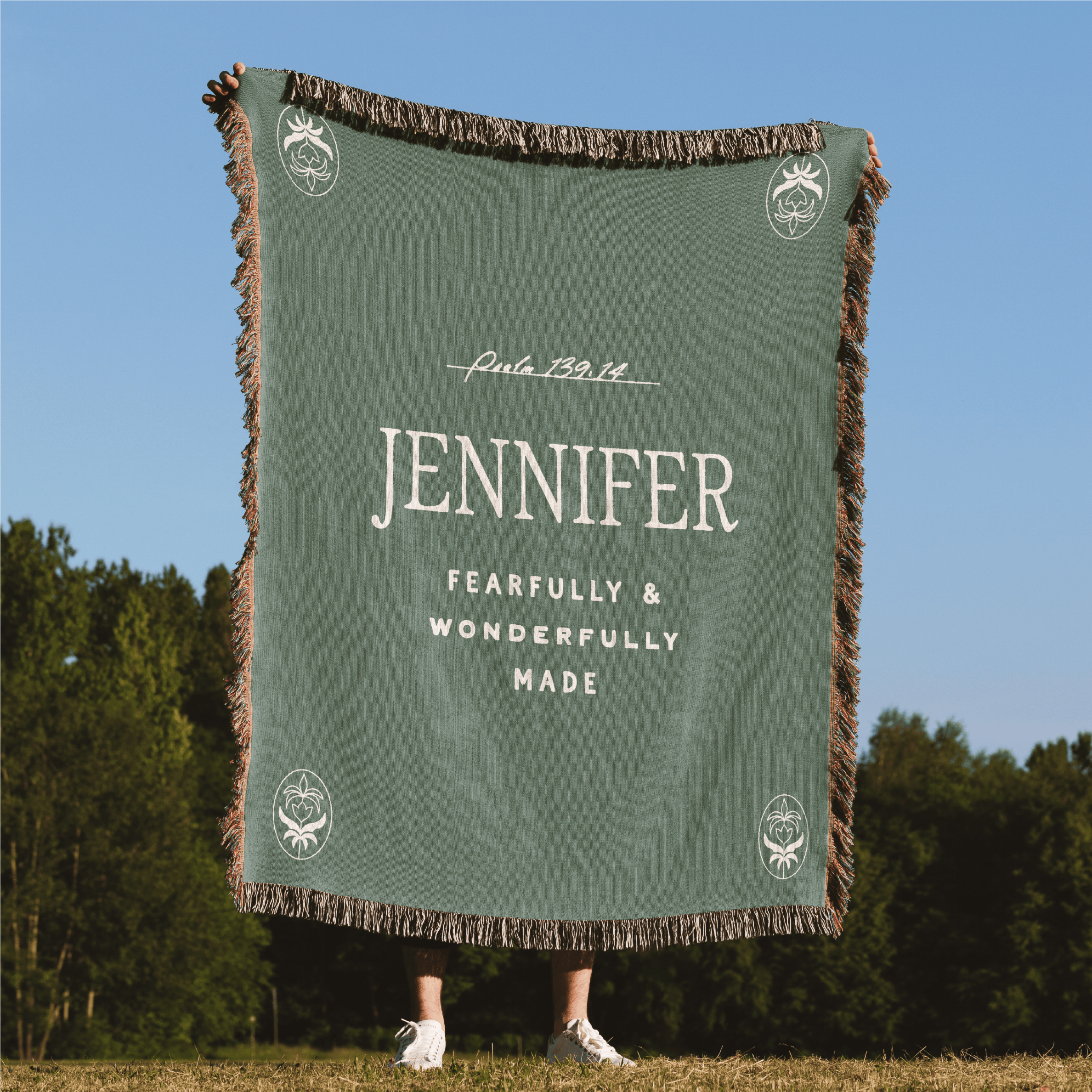 Fearfully & Wonderfully Made Woven Blanket – Psalm 139:14 Custom Name Throw