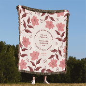 The Lord Gives Strength & Peace Woven Blanket – Psalm 29:11 Christian Throw