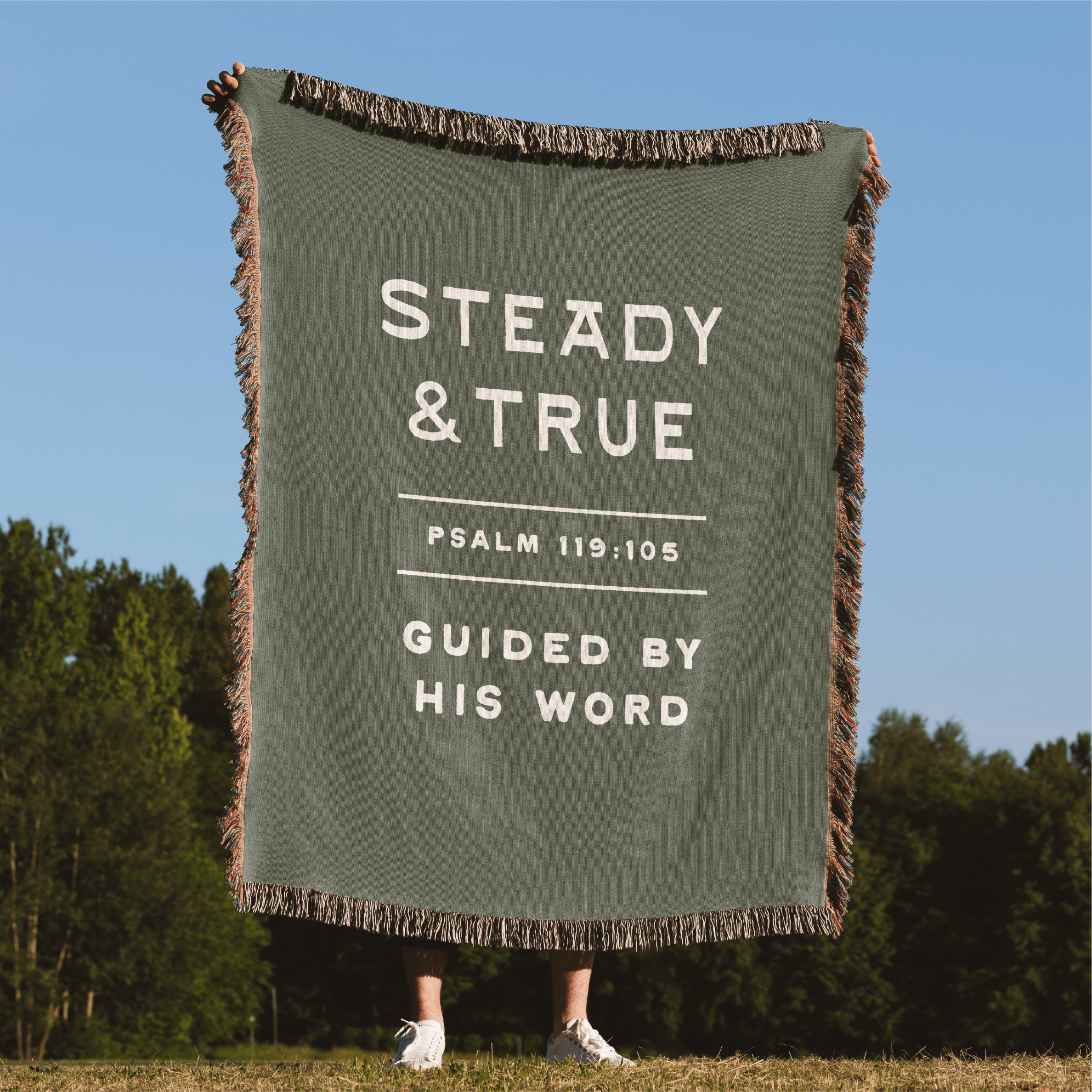 Steady and True Guided by His Word - Woven Blanket - Held in Park