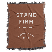 Stand Firm in the Lord blanket in studio