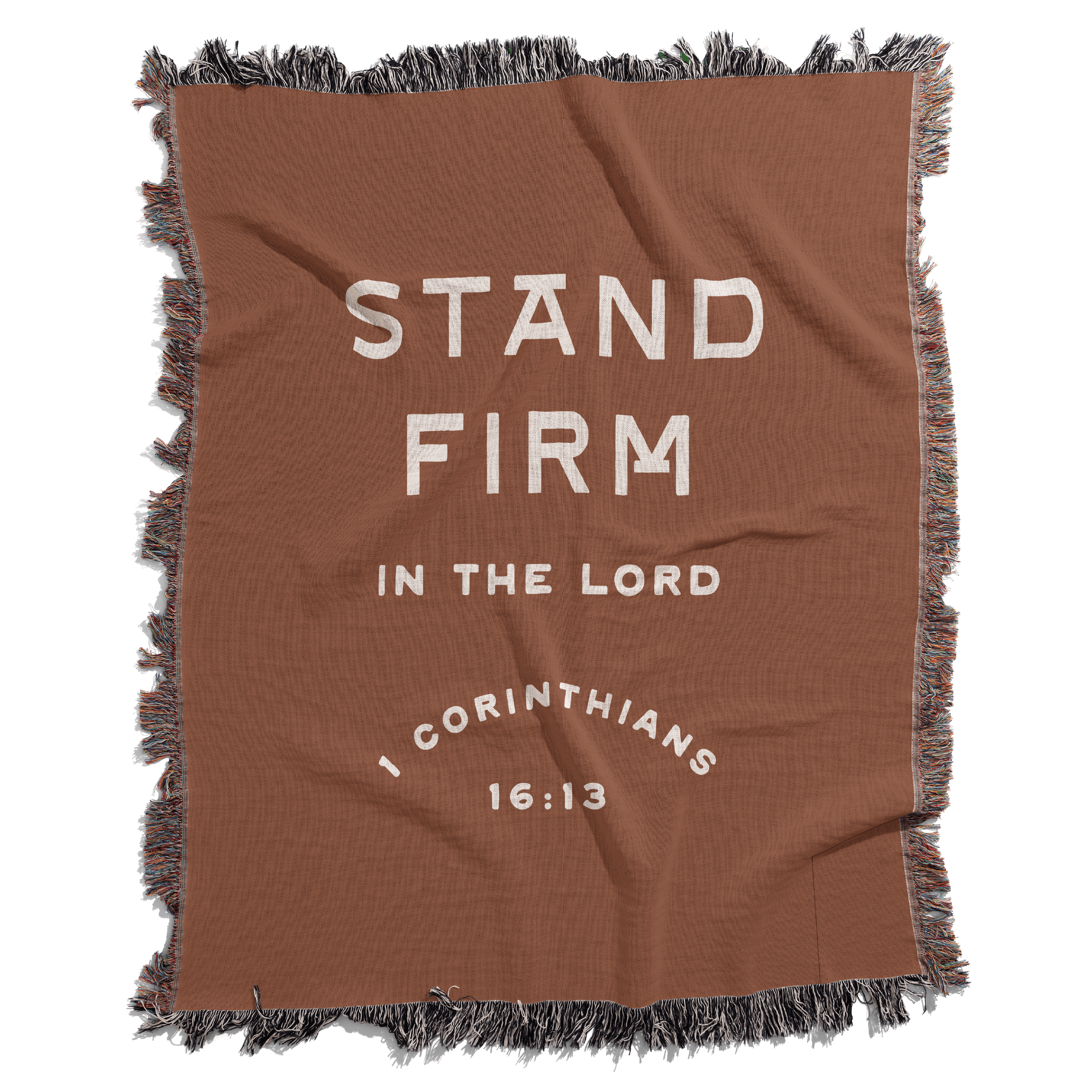 Stand Firm in the Lord blanket in studio