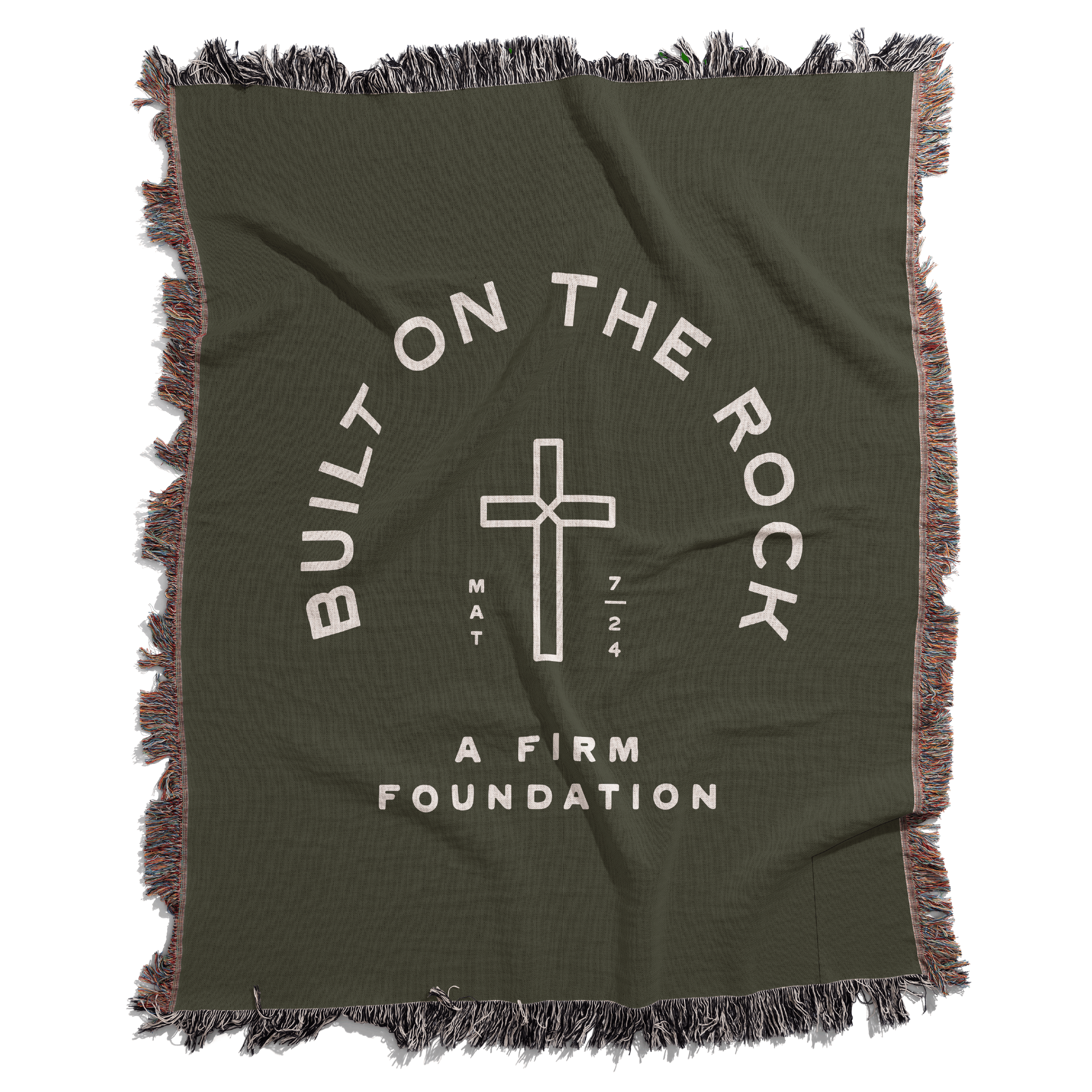 Built On The Rock A Firm Foundation Woven Blanket Studio shot