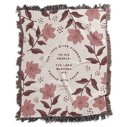 The Lord Gives Strength & Peace Woven Blanket – Psalm 29:11 Christian Throw