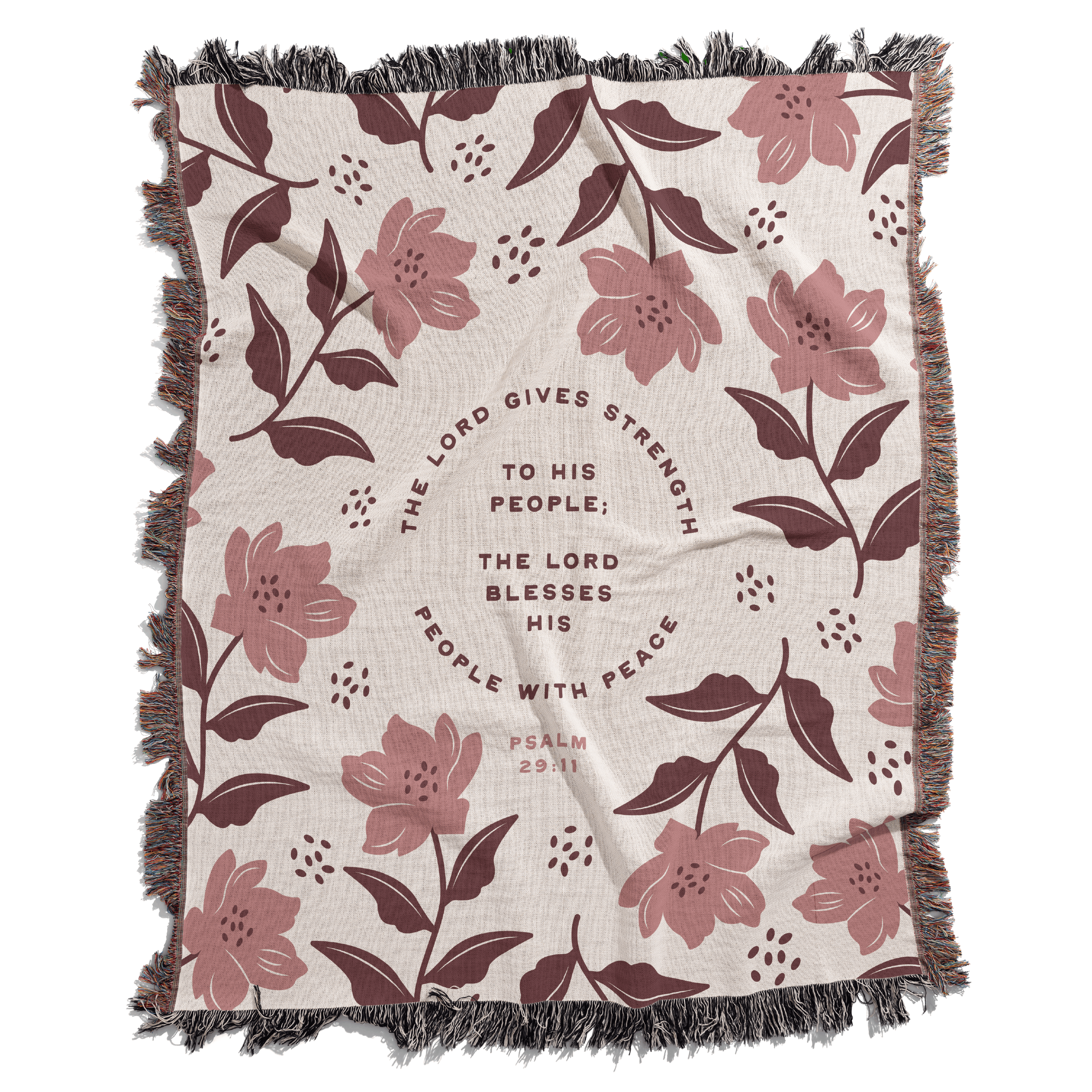 The Lord Gives Strength & Peace Woven Blanket – Psalm 29:11 Christian Throw