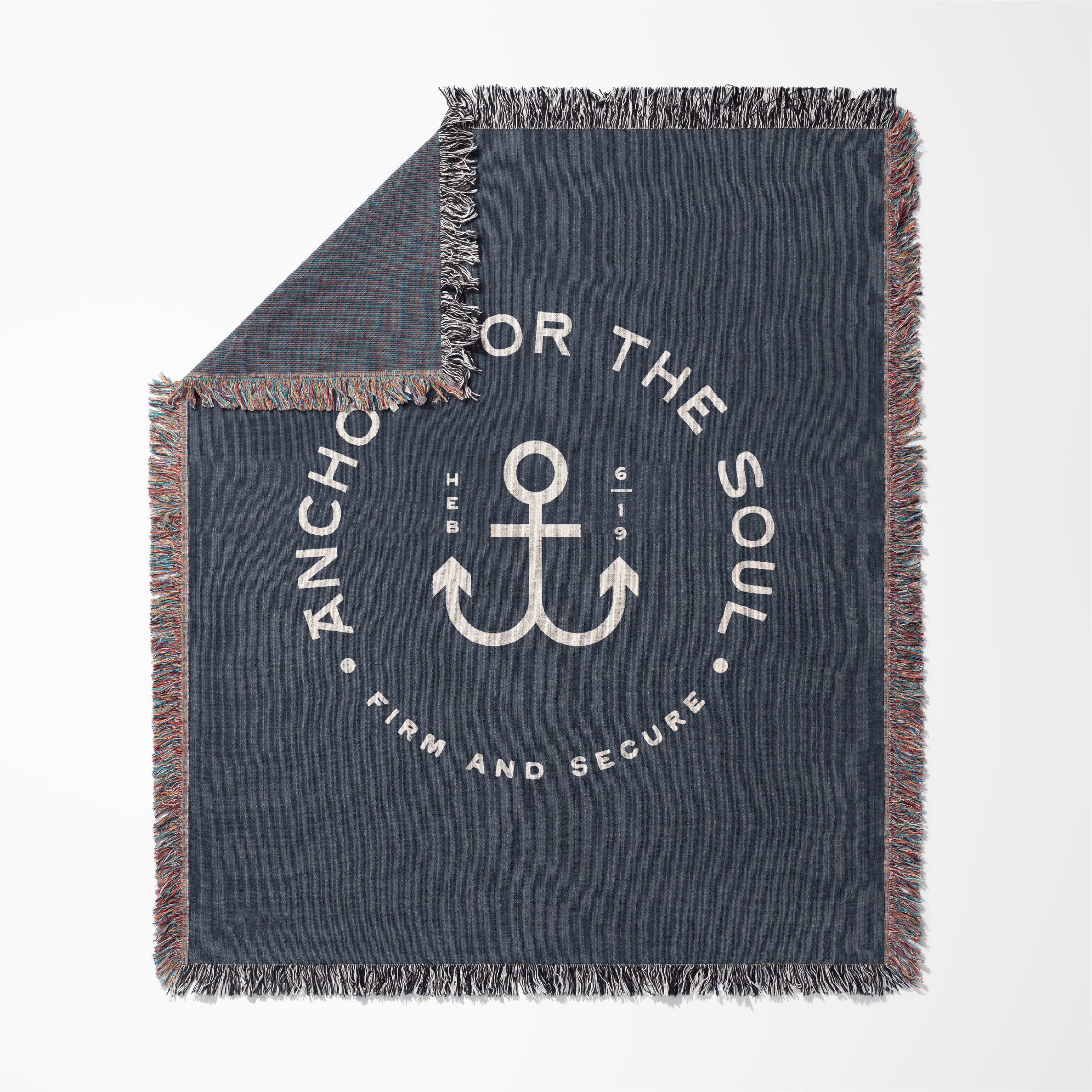 Anchor for the soul firm and secure woven blanket back side