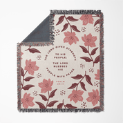 The Lord Gives Strength & Peace Woven Blanket – Psalm 29:11 Christian Throw