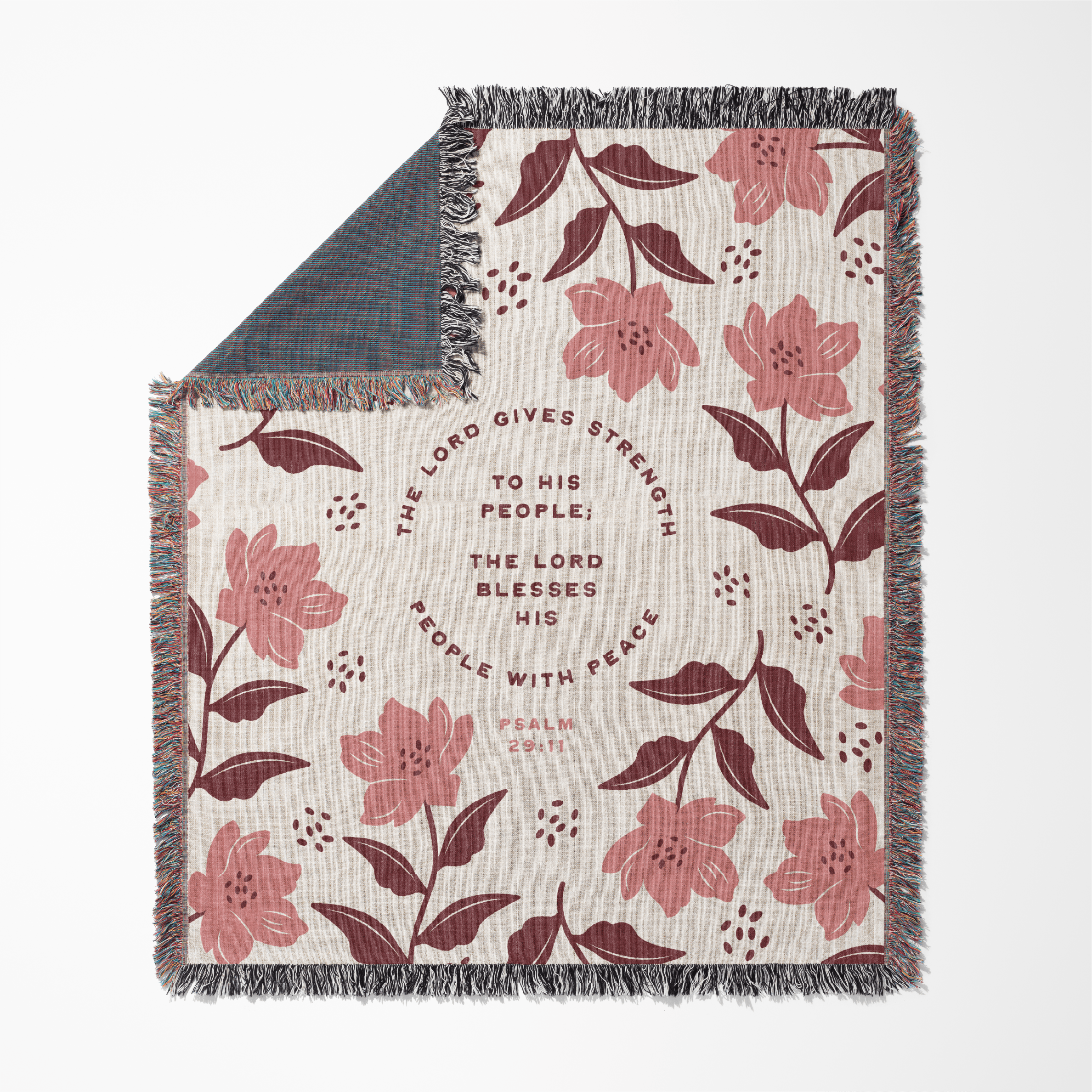 The Lord Gives Strength & Peace Woven Blanket – Psalm 29:11 Christian Throw