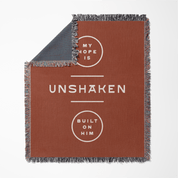 My Hope is Unshaken woven blanket back shot in stuido