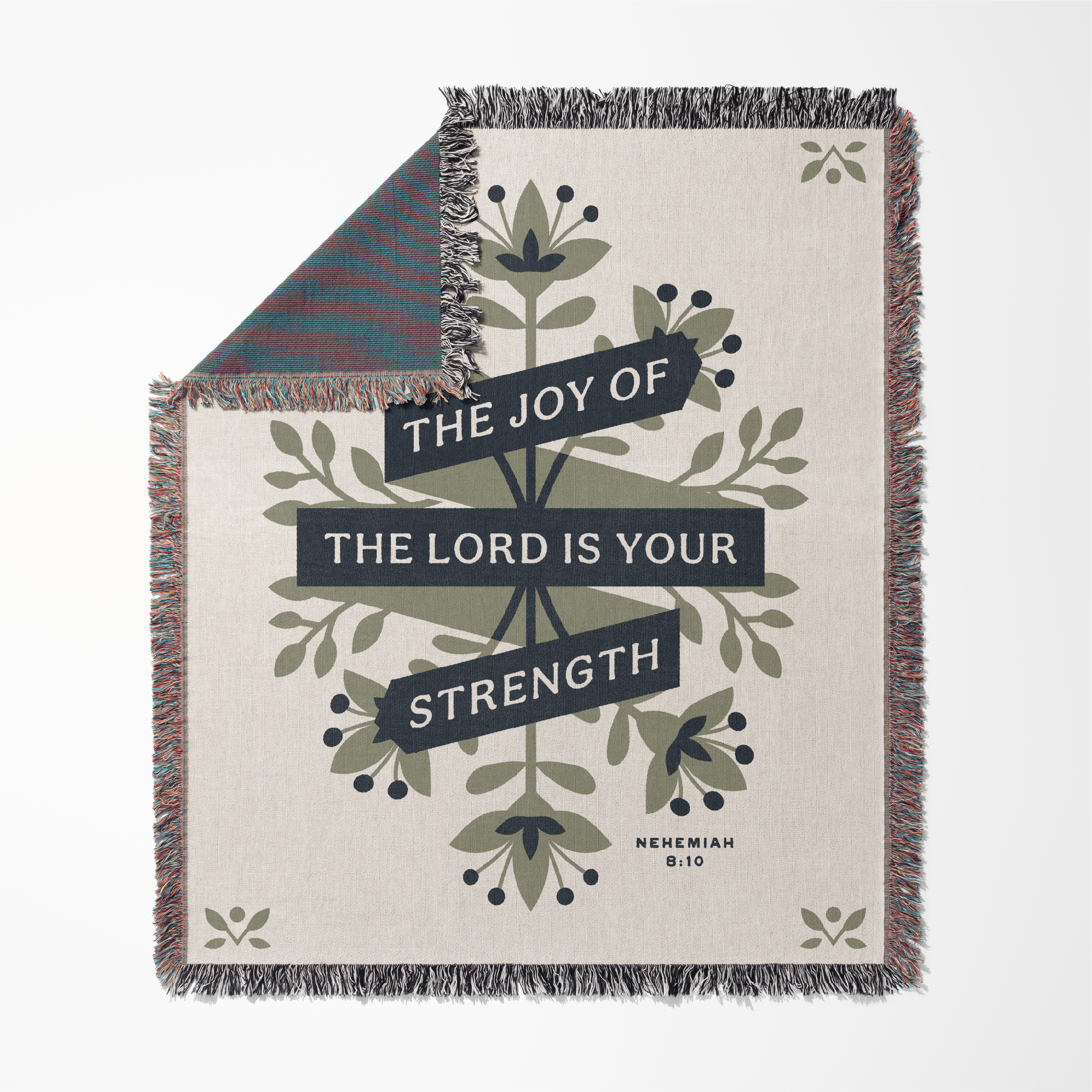 Blanket with floral design and motivational quote on a white background