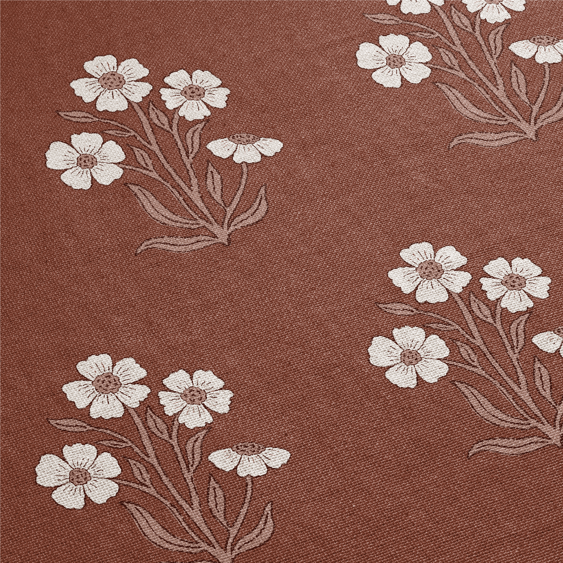 Floral pattern with white flowers on a brown background