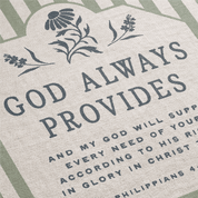 God Always Provides Woven Blanket – Philippians 4:19 Christian Throw