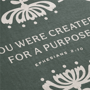 Text on a green background with decorative elements and a biblical quote.
